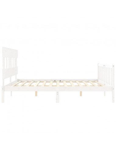 Giroletto con Testiera Bianco 200x200 cm in Legno Massello