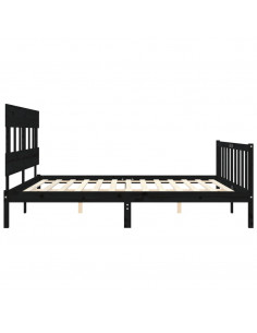 Giroletto con Testiera Nero 200x200 cm in Legno Massello 2