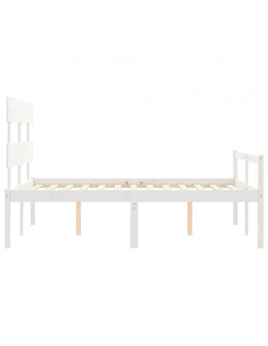 Letto per Anziani con Testiera Bianco 120x200 cm Legno Massello