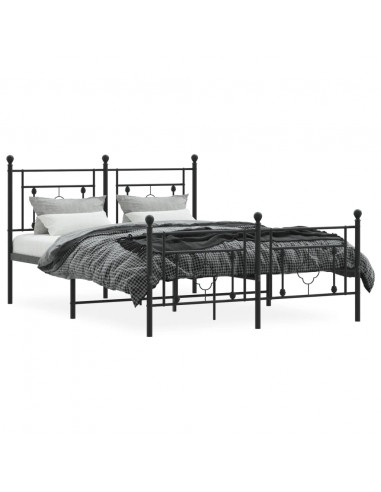 Giroletto con Testiera e Pediera Metallo Nero 135x190 cm