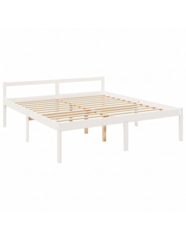Letto per Anziani con Testiera Bianco Super King Legno Massello