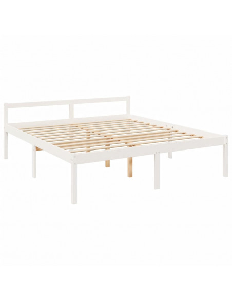 Letto per Anziani con Testiera Bianco Super King Legno Massello