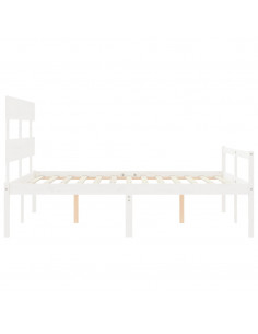 Letto per Anziani con Testiera Bianco 160x200 cm Legno Massello 2