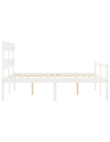 Letto per Anziani con Testiera Bianco 160x200 cm Legno Massello