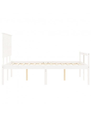 Letto per Anziani con Testiera Bianco 120x200 cm Legno Massello