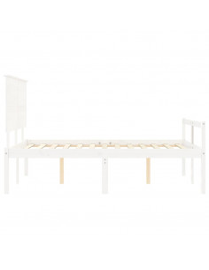 Letto per Anziani con Testiera Bianco 140x200 cm Legno Massello 2
