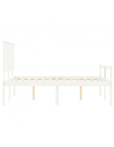 Letto per Anziani con Testiera Bianco 140x200 cm Legno Massello