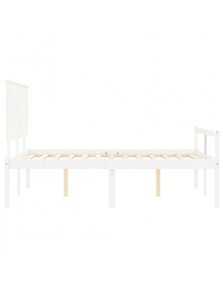 Letto per Anziani con Testiera Bianco 140x200 cm Legno Massello