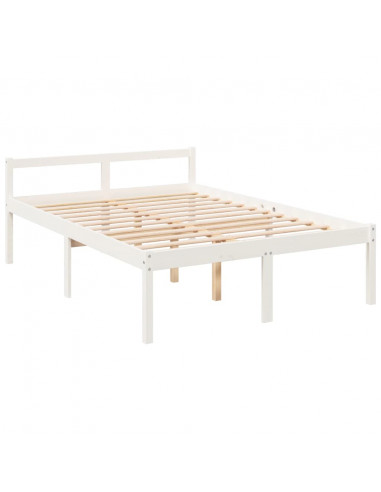 Letto per Anziani con Testiera Bianco 140x200 cm Legno Massello