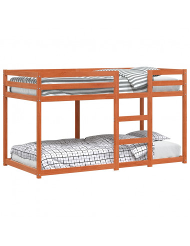 Letto a Castello Marrone Cera 90x190 cm in Legno di Pino