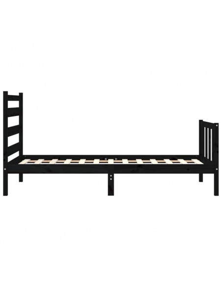 Giroletto con Testiera Nero Small Single in Legno Massello