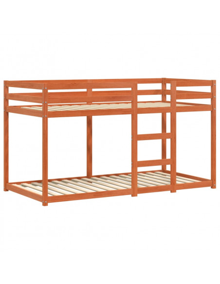 Letto a Castello Marrone Cera 90x190 cm in Legno di Pino