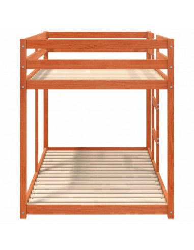 Letto a Castello Marrone Cera 90x190 cm in Legno di Pino