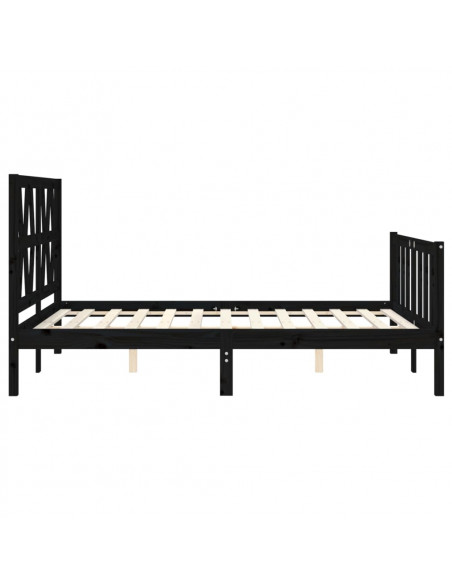 Giroletto con Testiera Nero 140x190 cm in Legno Massello