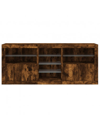 Credenza con Luci LED Rovere Fumo 162x37x67 cm