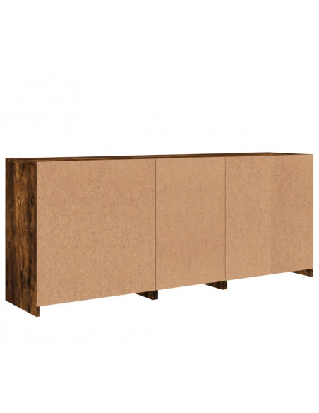 Credenza con Luci LED Rovere Fumo 162x37x67 cm