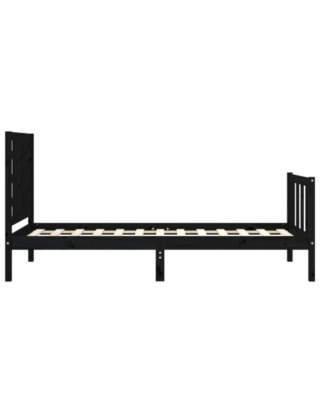 Giroletto con Testiera Nero 100x200 cm in Legno Massello