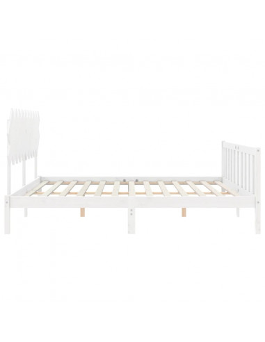 Giroletto con Testiera Bianco 120x200 cm in Legno Massello