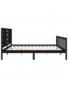 Giroletto con Testiera Nero 200x200 cm in Legno Massello 2