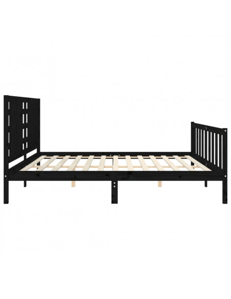 Giroletto con Testiera Nero 200x200 cm in Legno Massello