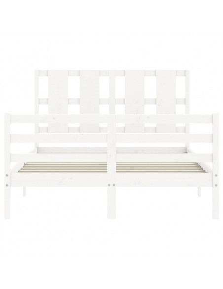 Giroletto con Testiera Bianco 140x190 cm in Legno Massello