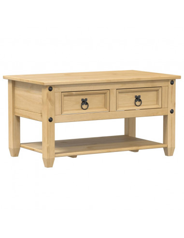 Tavolino con Cassetti Corona 85x50x45 cm Legno Massello di Pino