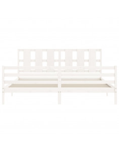 Giroletto con Testiera Bianco 200x200 cm in Legno Massello 2