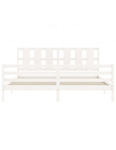 Giroletto con Testiera Bianco 200x200 cm in Legno Massello