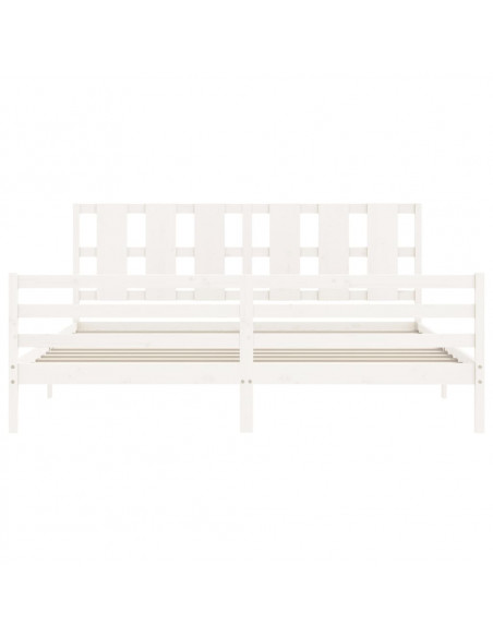 Giroletto con Testiera Bianco 200x200 cm in Legno Massello