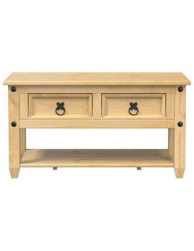 Tavolino con Cassetti Corona 85x50x45 cm Legno Massello di Pino