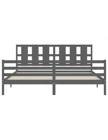 Giroletto con Testiera Grigio 200x200 cm in Legno Massello