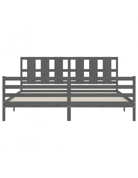 Giroletto con Testiera Grigio 200x200 cm in Legno Massello