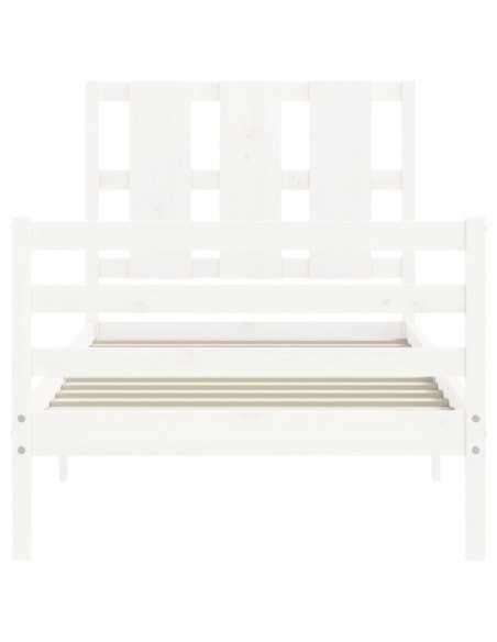 Giroletto con Testiera Bianco Small Single Legno Massello