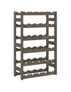 Portabottiglie per 30 Bottiglie Grigio Legno Massello di Pino 2