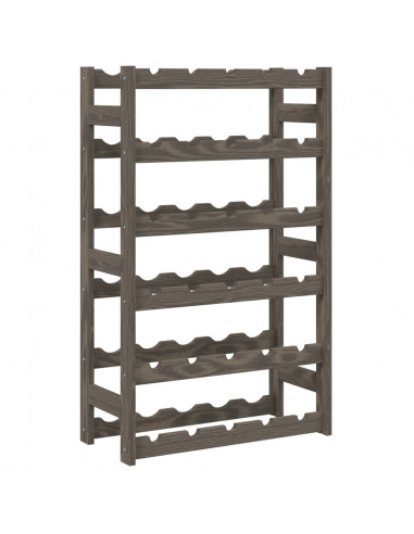 Portabottiglie per 30 Bottiglie Grigio Legno Massello di Pino