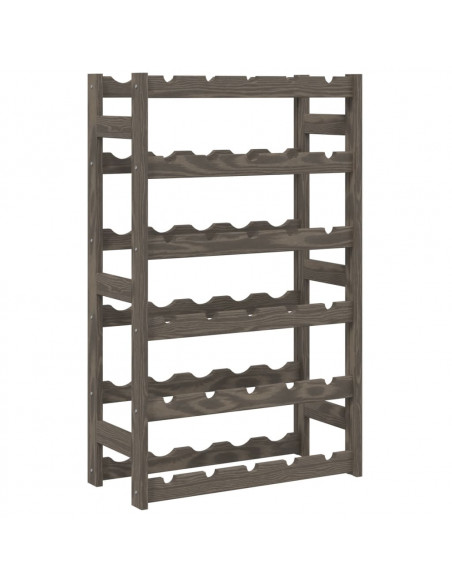 Portabottiglie per 30 Bottiglie Grigio Legno Massello di Pino