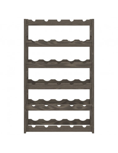 Portabottiglie per 30 Bottiglie Grigio Legno Massello di Pino