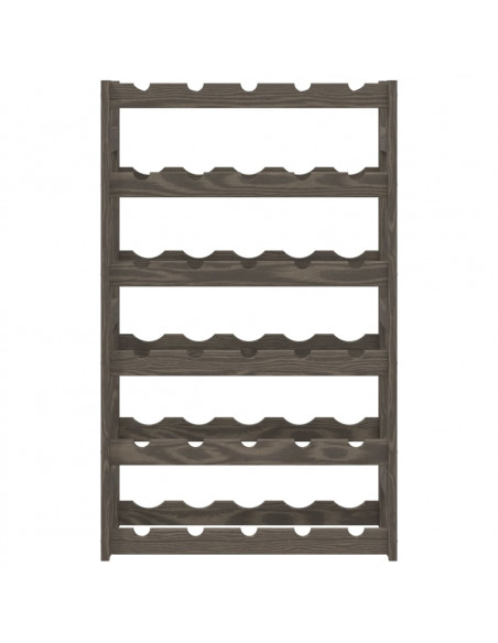 Portabottiglie per 30 Bottiglie Grigio Legno Massello di Pino