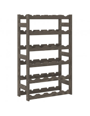 Portabottiglie per 30 Bottiglie Grigio Legno Massello di Pino
