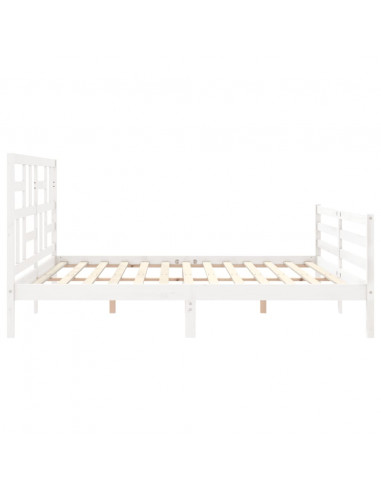 Giroletto con Testiera Bianco 200x200 cm in Legno Massello