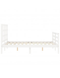 Giroletto con Testiera Bianco 140x190 cm in Legno Massello 2