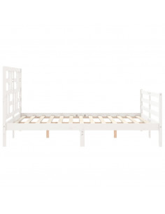 Giroletto con Testiera Bianco 160x200 cm Legno Massello 2