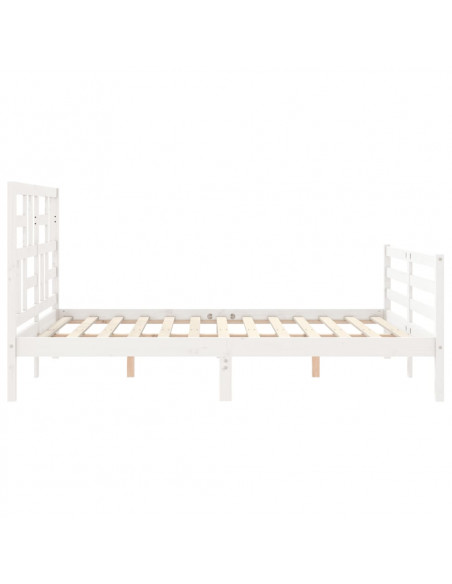 Giroletto con Testiera Bianco 160x200 cm Legno Massello