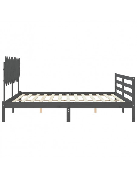 Giroletto con Testiera Grigio 200x200 cm in Legno Massello