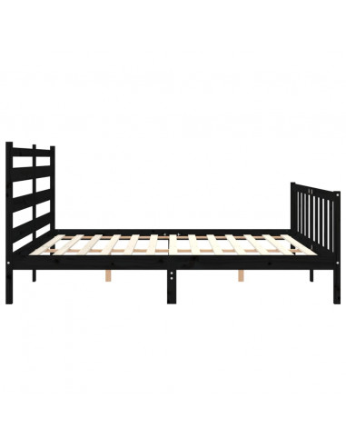 Giroletto con Testiera Nero 200x200 cm in Legno Massello