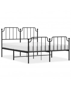 Giroletto con Testiera e Pediera Metallo Nero 140x200 cm 2