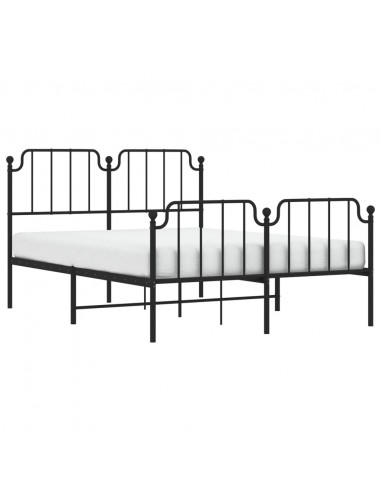 Giroletto con Testiera e Pediera Metallo Nero 140x200 cm