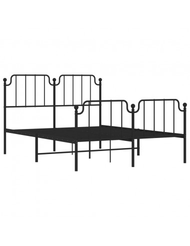 Giroletto con Testiera e Pediera Metallo Nero 140x200 cm