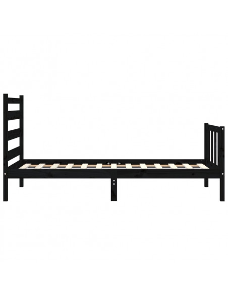 Giroletto con Testiera Nero 100x200 cm in Legno Massello