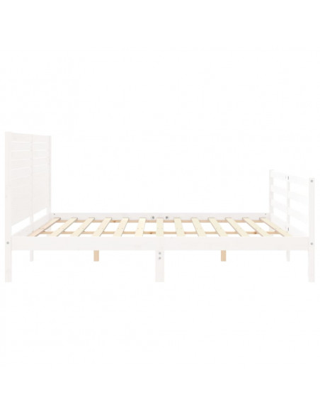 Giroletto con Testiera Bianco 200x200 cm in Legno Massello
